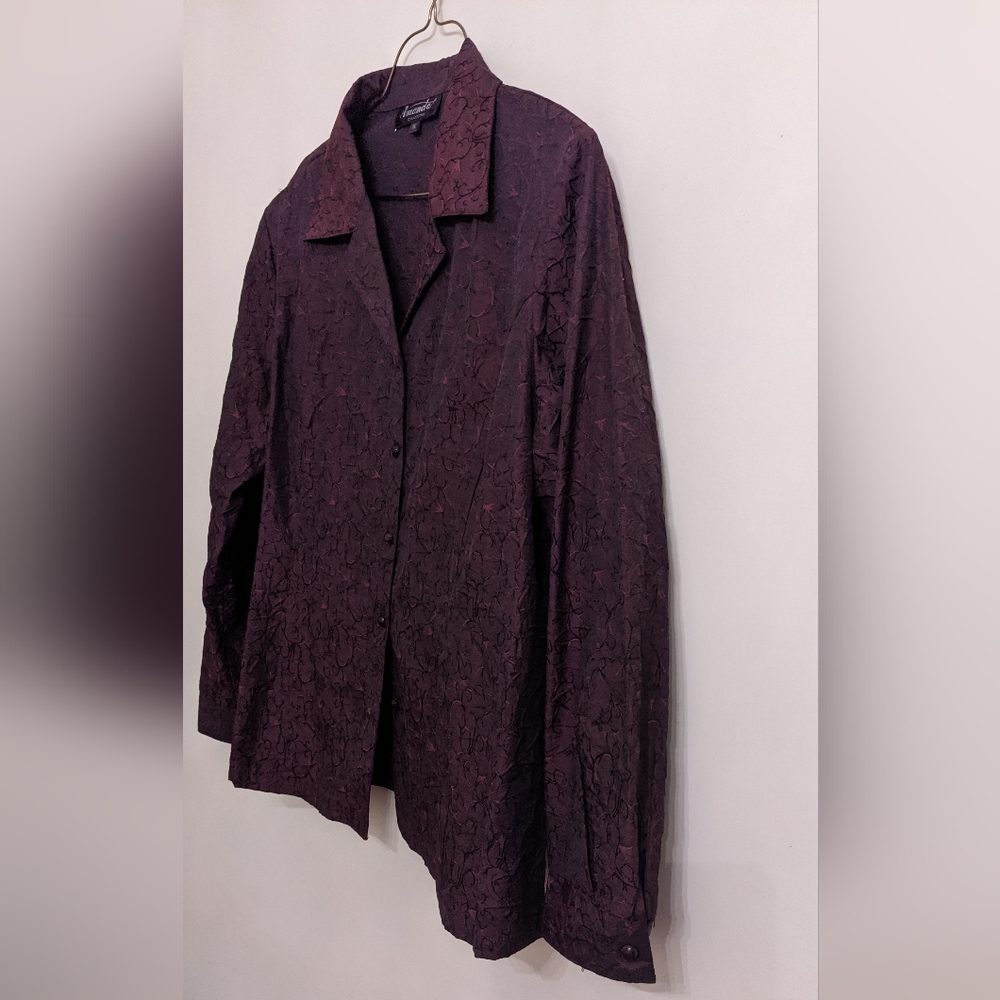💐Burgundy Long Sleeve Dressy Top, Amanda Collection, XL - Picture 2 of 10
